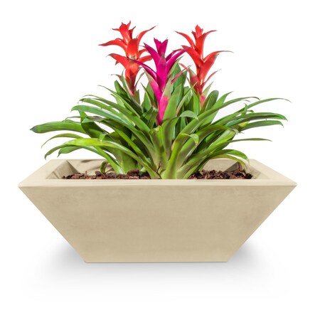 The Outdoor Plus 36 Square Maya Planter Bowl - GFRC Concrete - Vanilla - OPT-36SP-VAN